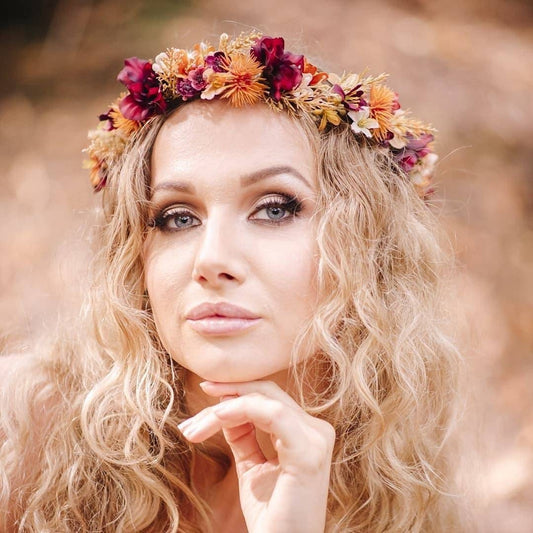 Autumn Flower crown, whimsical wedding headpiece. Aerin design