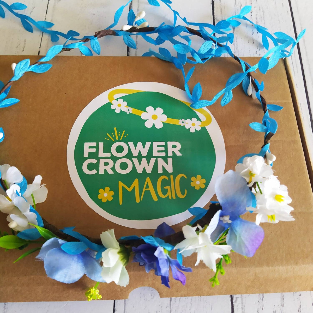 Children’s DIY Flower Crown Making kit & Video Guide, Child’s DIY Floral Garland, Electric Blue, Flower headband DIY craft pack
