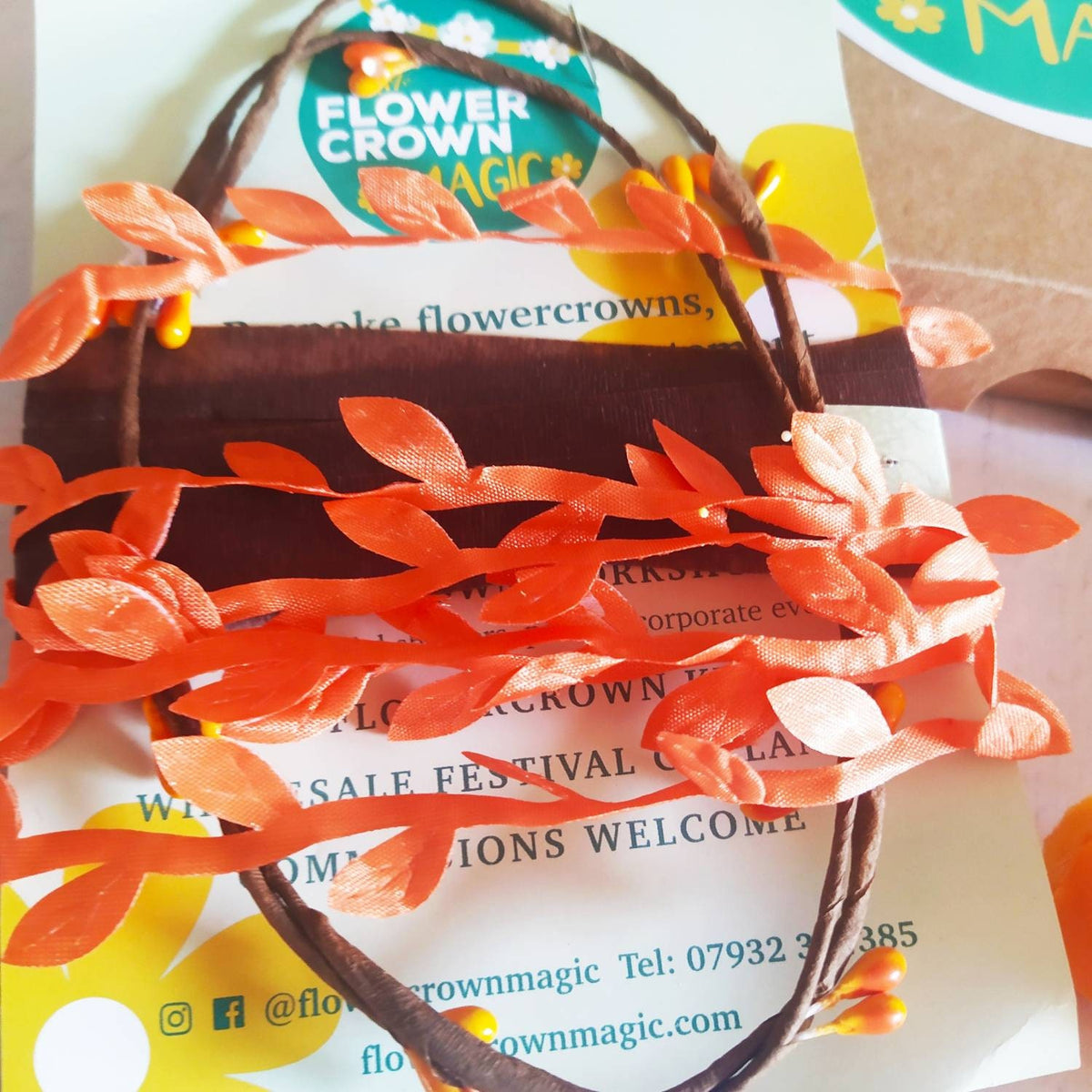 Children's DIY Flower Crown Making Kit & Video Guide, DIY Floral Garland, Zesty Orange, Flower Headband Kit
