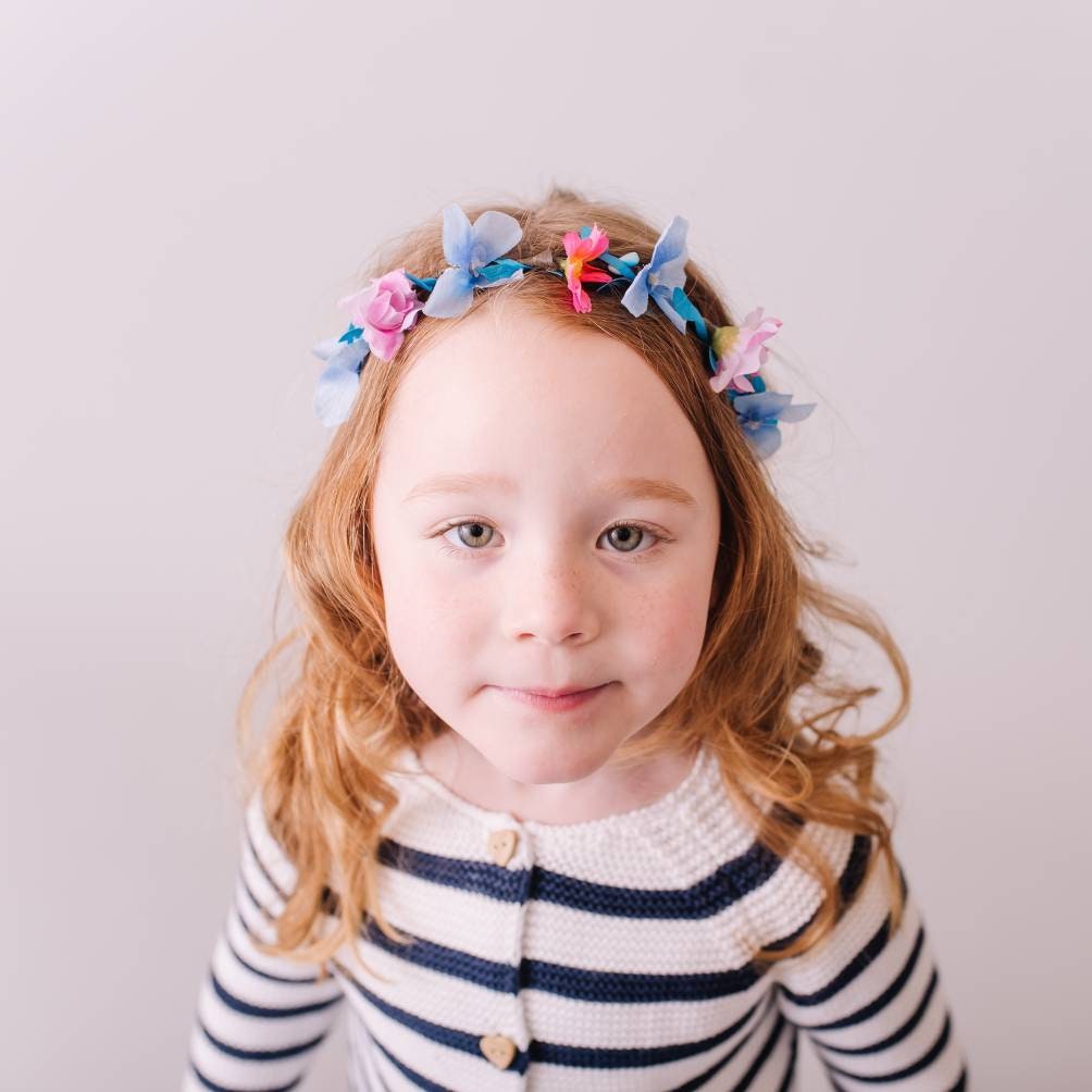 Blue and Pink Festival Flower Crown
