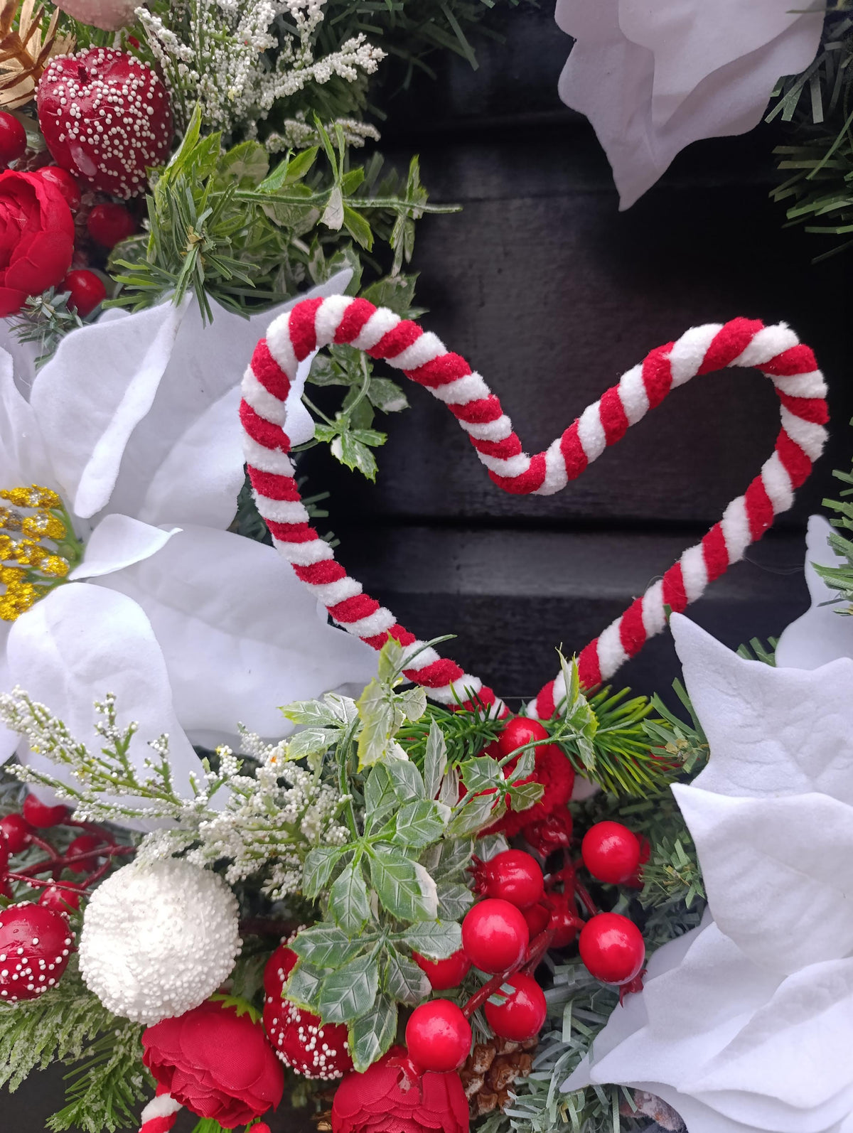 Handmade Christmas Wreath – Traditional with Candy Cane Accents