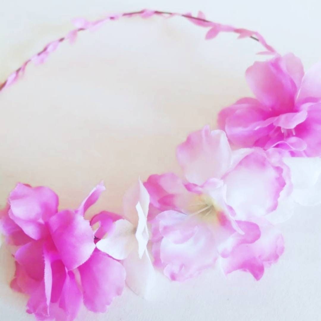 Pink & white adjustable Flower Crown, delicate artificial flower garland, Perfect for festivals, parties and bridal showers