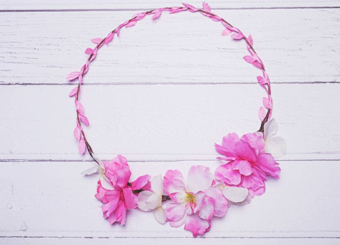Adjustable Flower Crown, delicate artificial flower garland. Available in 10 Colours. Perfect for festivals, weddings & special occasions
