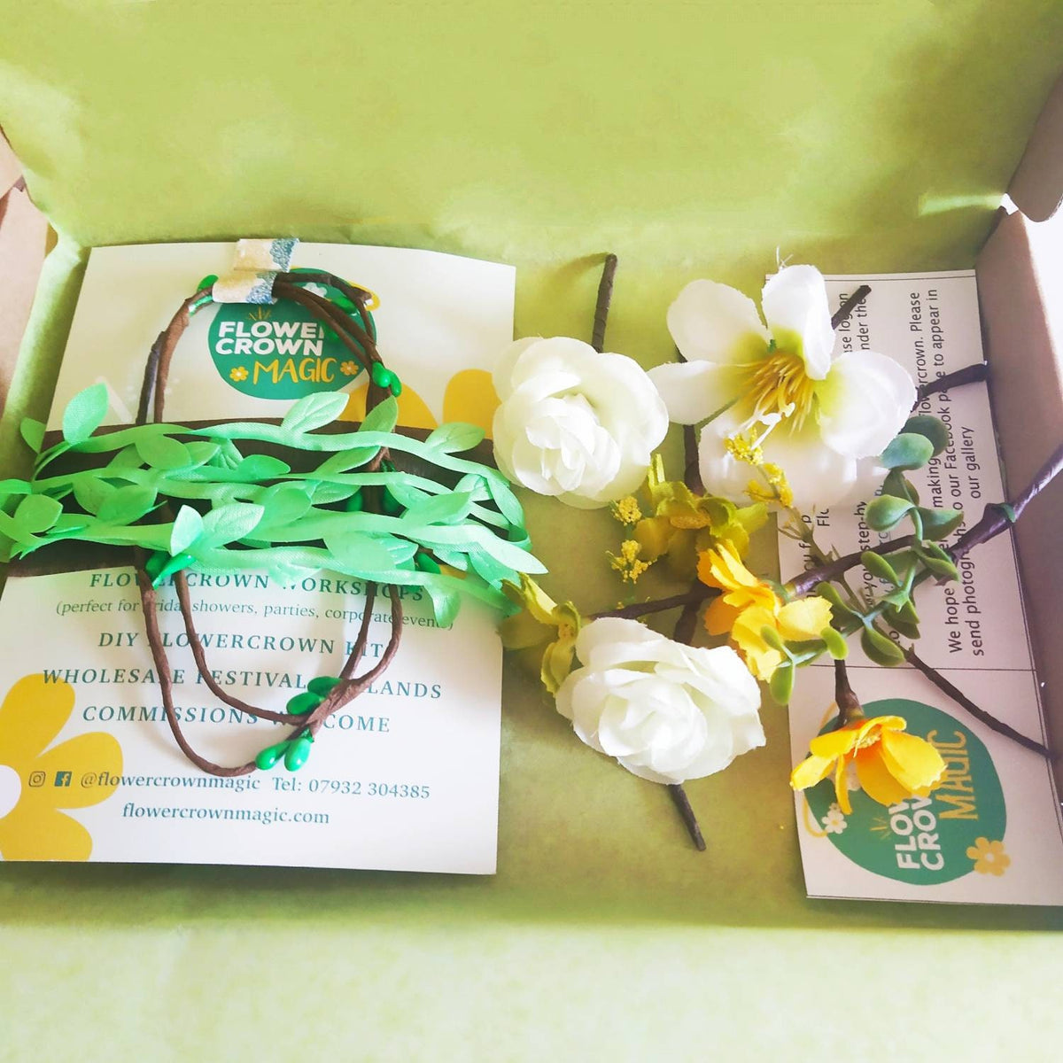 Children’s DIY Flower Crown Making kit & Video Guide, Child’s DIY Floral Garland, Luscious Lime, Flower headband DIY craft pack