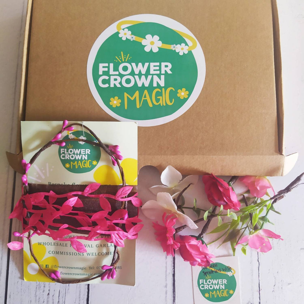Flowercrown kit for children with video guide - Atomic Pink colour