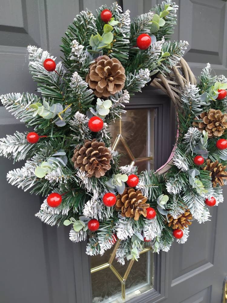 Christmas door Wreath - traditional style rattan wreath