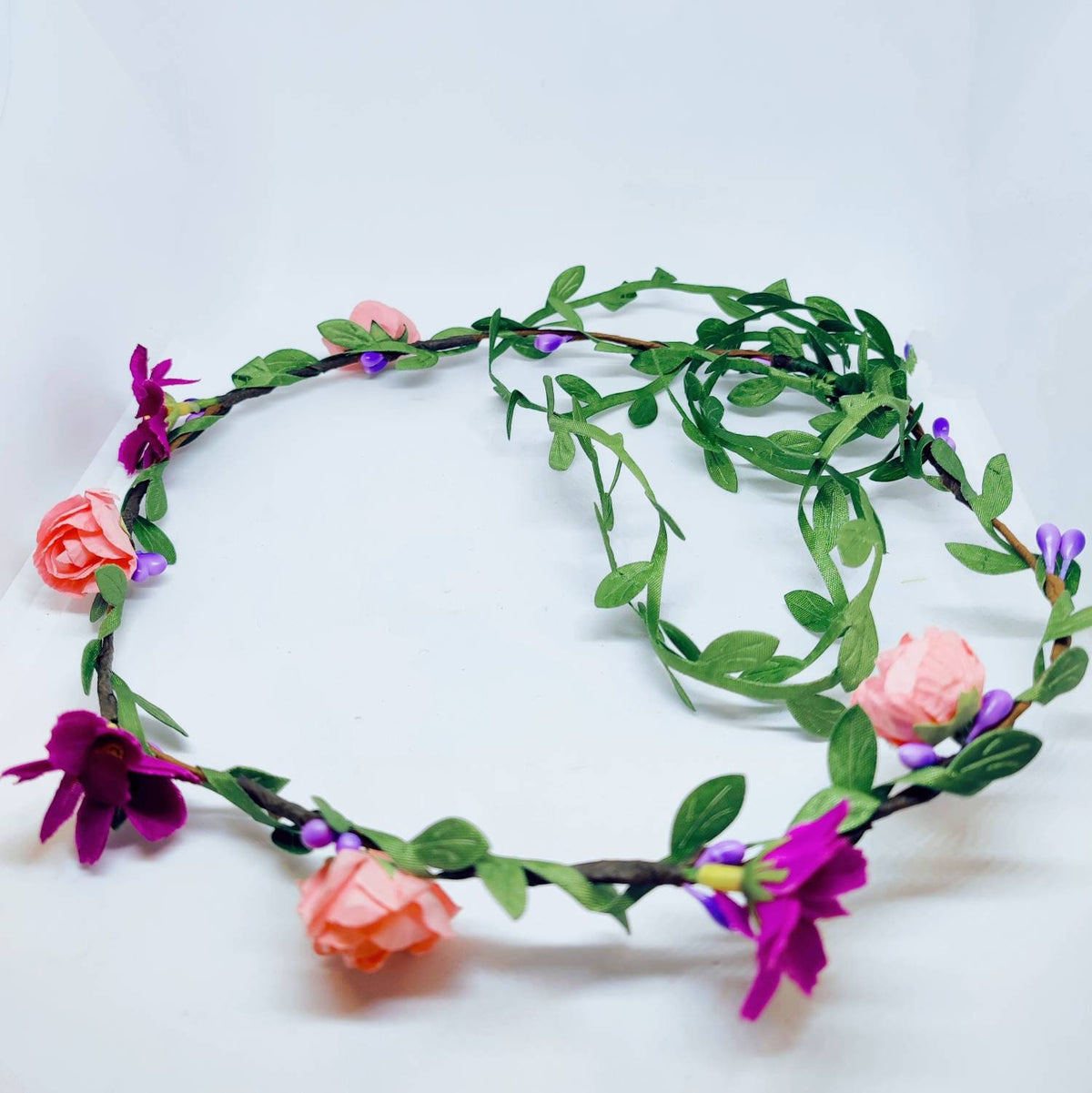 Purple and Pink Daisy, Rose Hair Garland