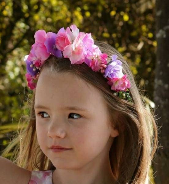 Girls Pink and Purple Hand Crafted Flower Alice Band - Flexible fit for all sizes