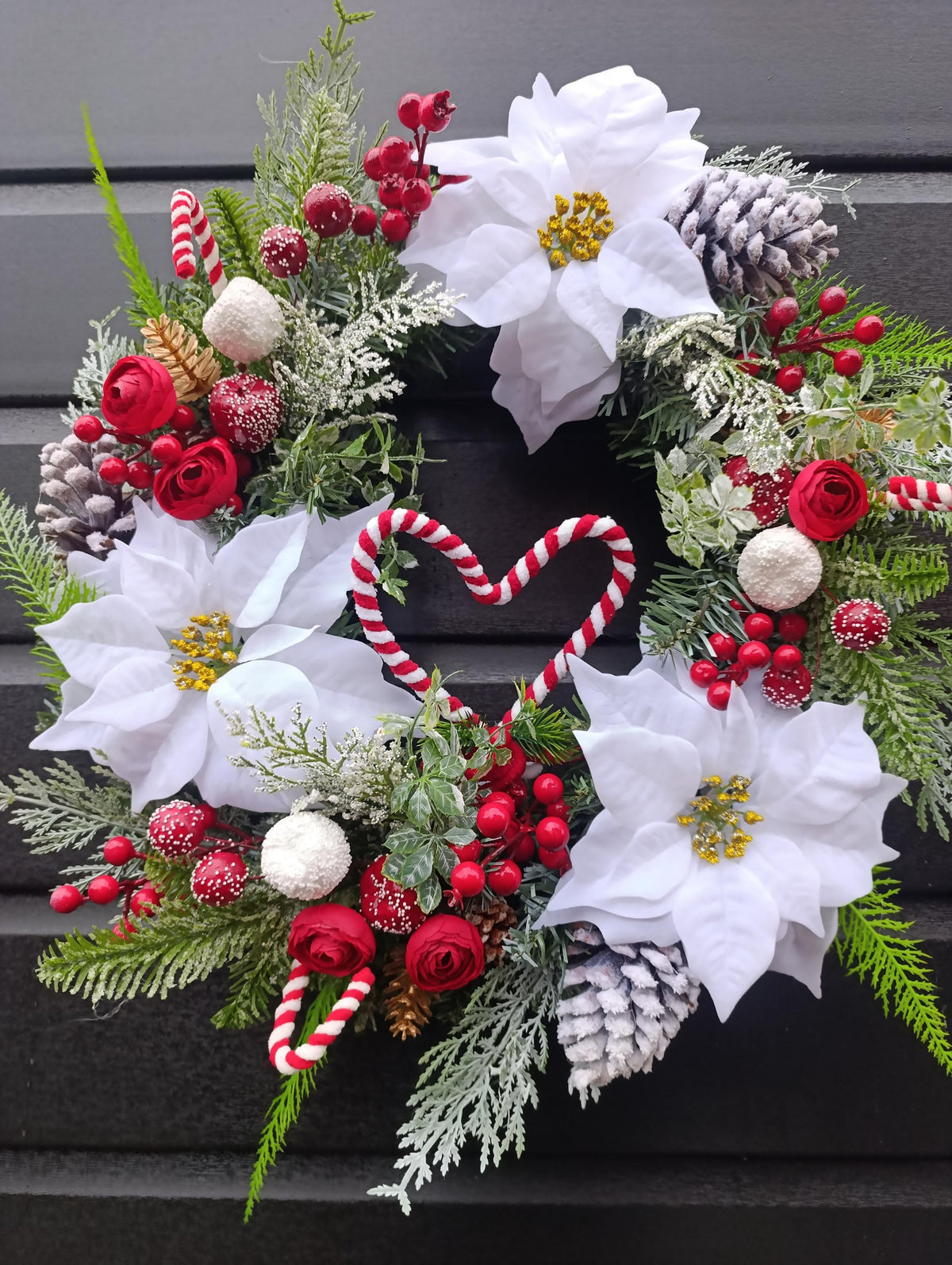 Handmade Christmas Wreath – Traditional with Candy Cane Accents