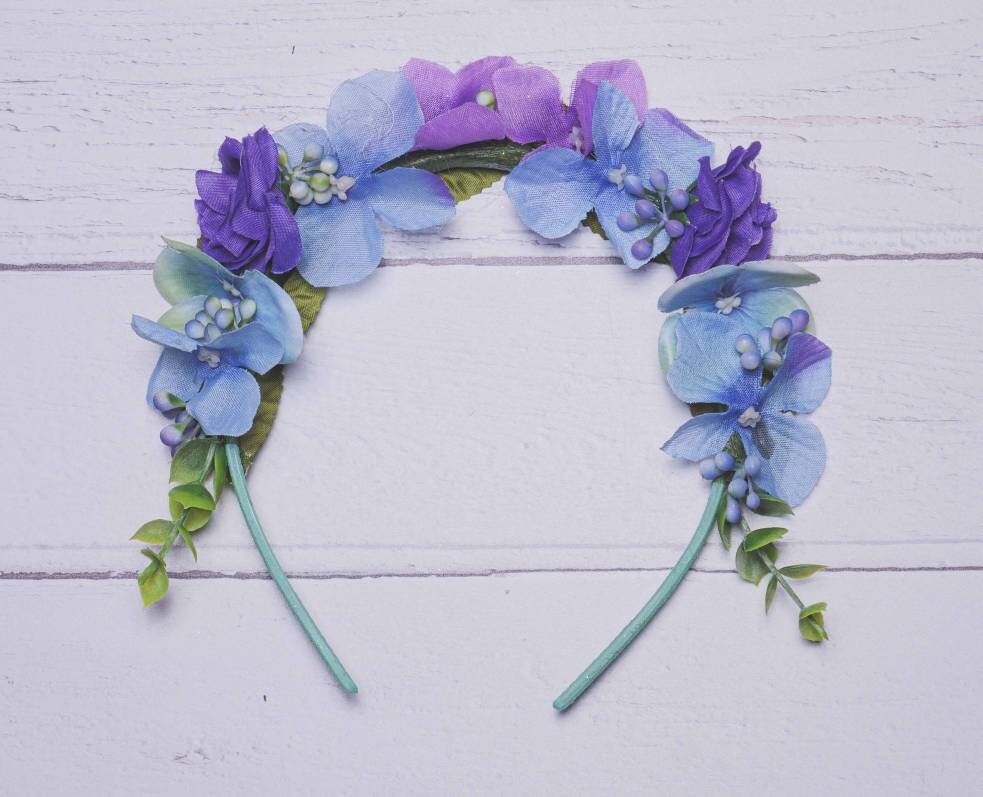 Purple and Blue Flower Headband, Child's Floral Headband, Ellen Design