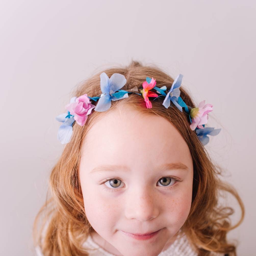 Blue and Pink Festival Flower Crown