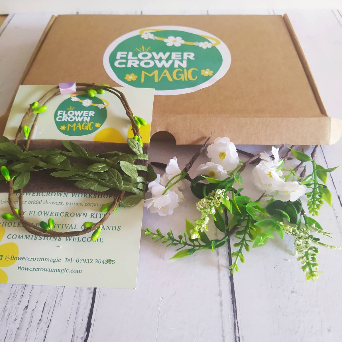 Children’s DIY Flower Crown Making kit & Video Guide, Child’s DIY Floral Garland, Forest Green Dream, Flower headband DIY craft pack