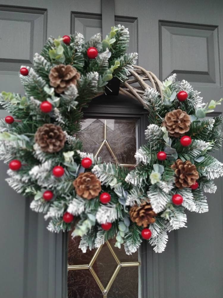 Christmas door Wreath - traditional style rattan wreath