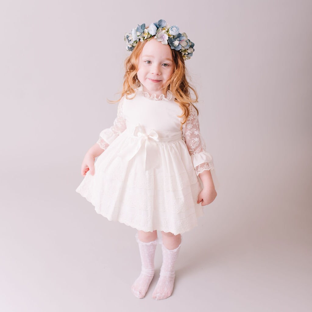 Dusty Blue and Teal Child's Flowercrown - Vintage Whimsical Style Headband
