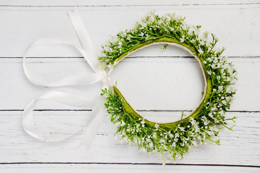 Gypsophila Flower-girl Flower Crown, adjustable artificial Baby's Breath flower headband