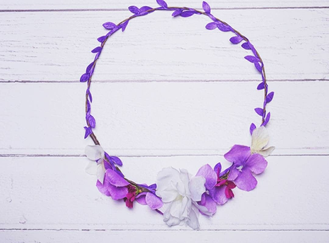 Adjustable Hand Crafted Flower Crown, headband,  Available in 10 different Colours