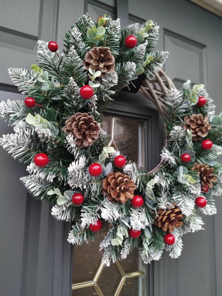 Christmas door Wreath - traditional style rattan wreath