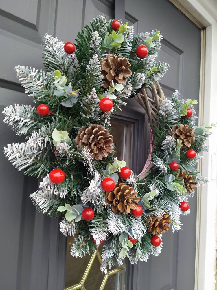 Christmas door Wreath - traditional style rattan wreath