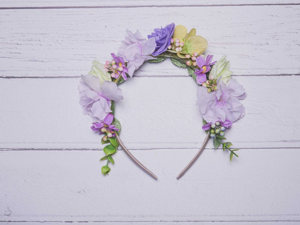 Millie Child's Flower Headband, featuring artificial roses and blossom with pip berries, flower-girl headband