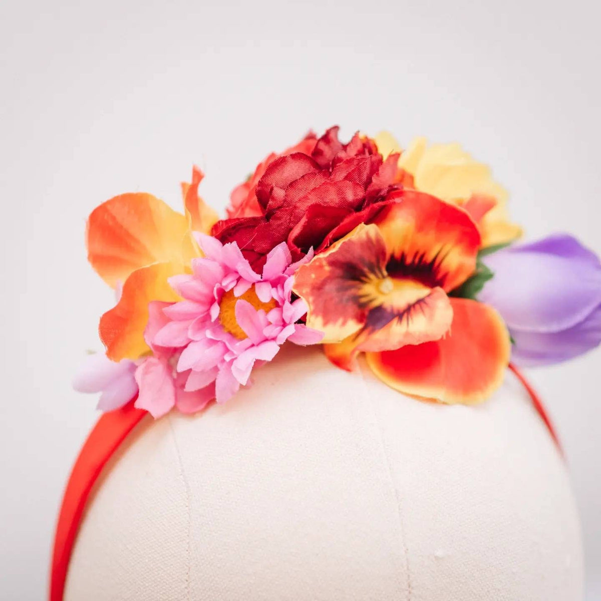 Brightly coloured flower crown headband
