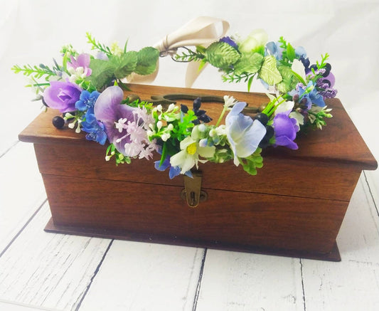 Meadow flower crown, delicate blue tones perfect for bridesmaids & flowergirls