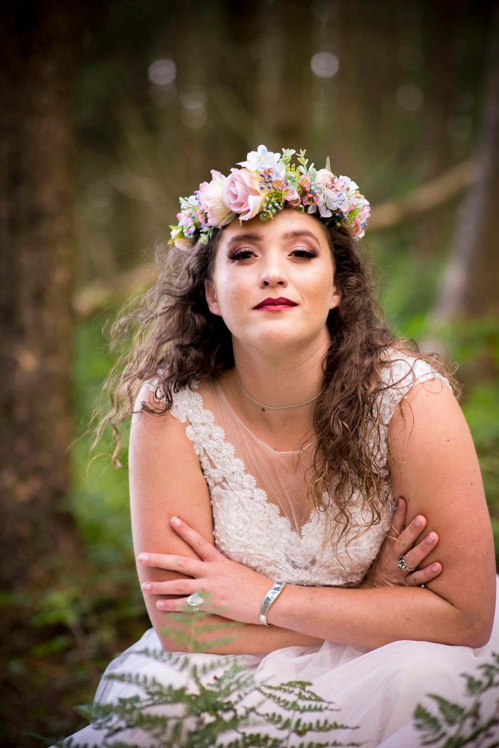 Flower crown, pastel coloured, delicate, bridal flowercrown