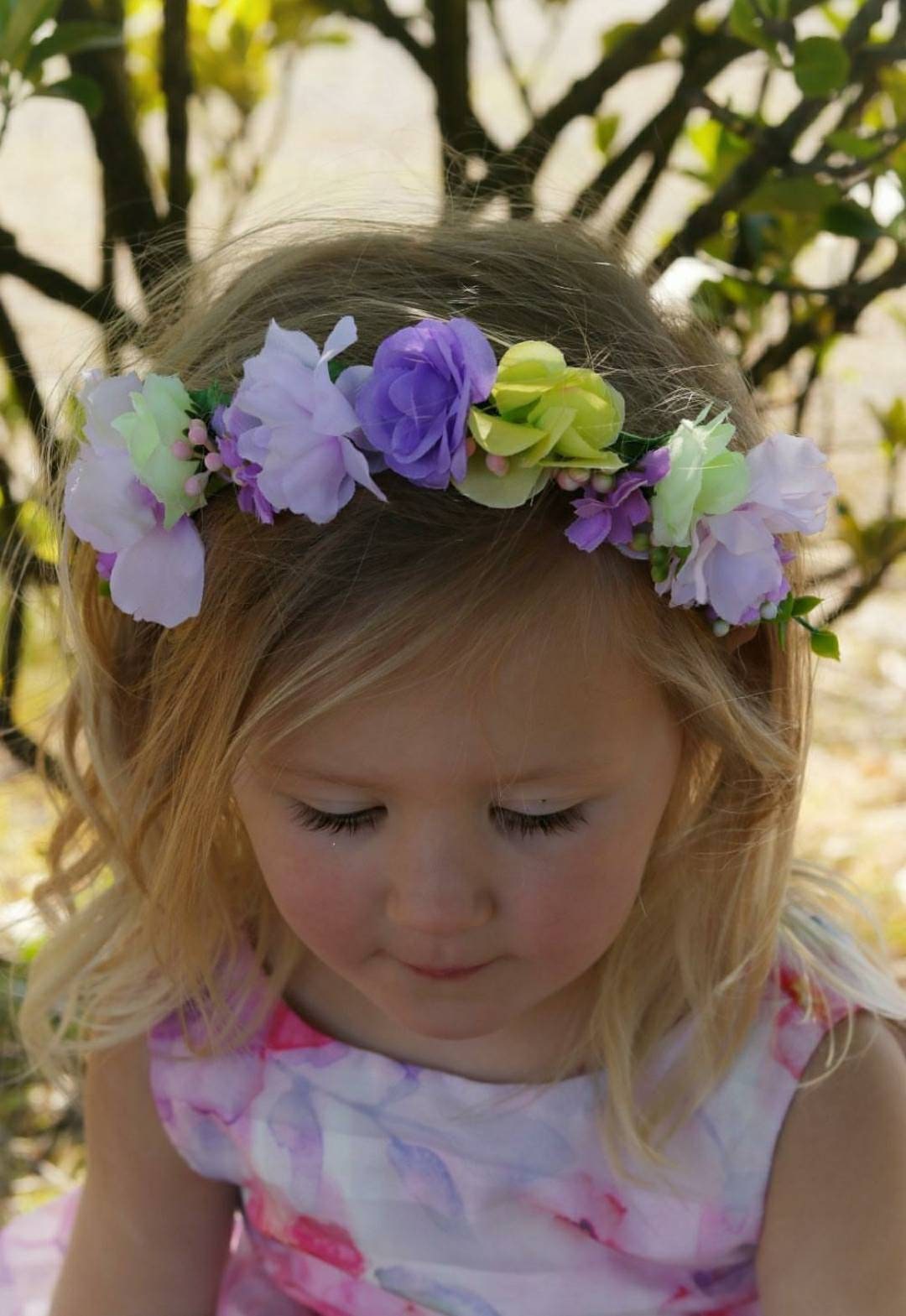 Millie Child's Flower Headband, featuring artificial roses and blossom with pip berries, flower-girl headband