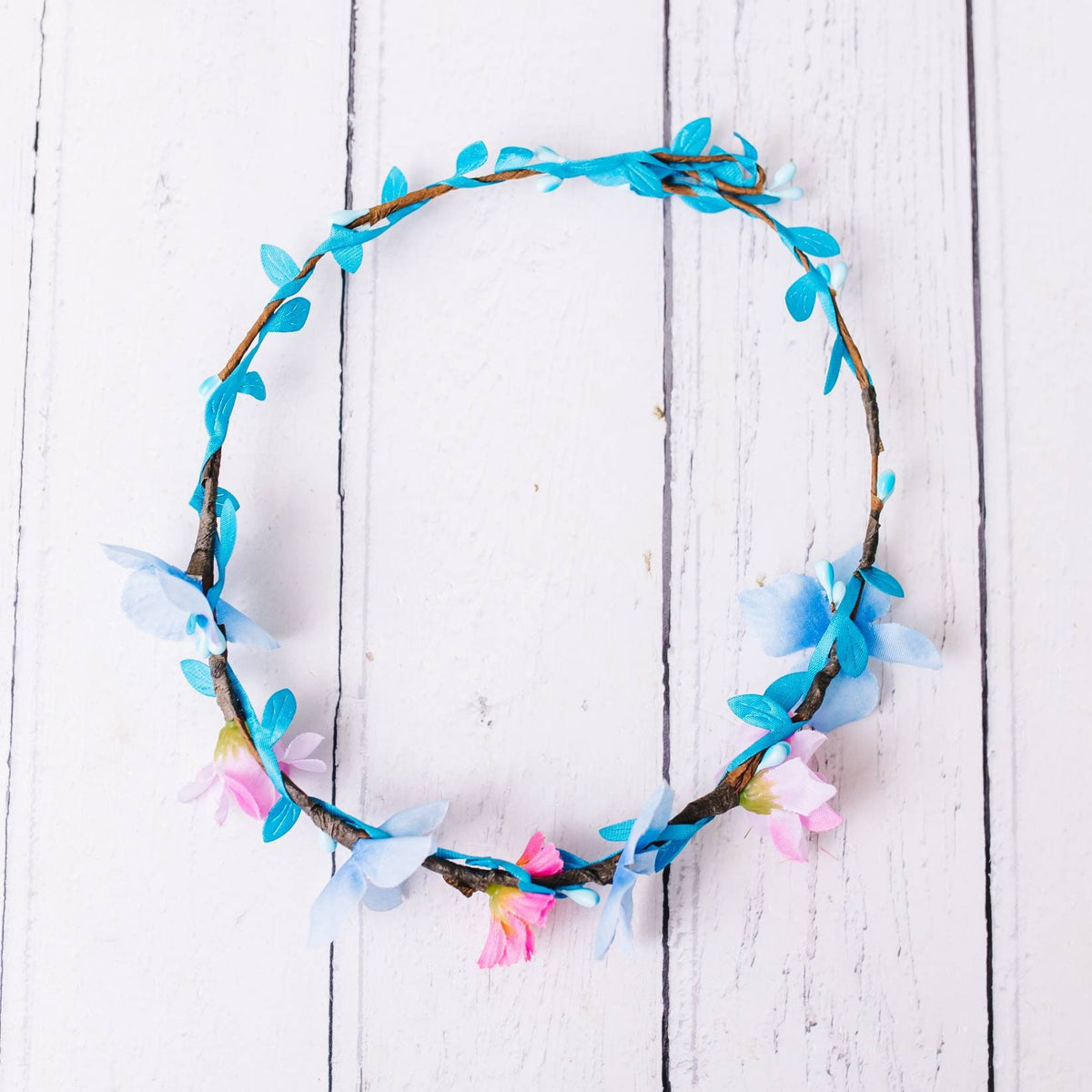 Blue and Pink Festival Flower Crown