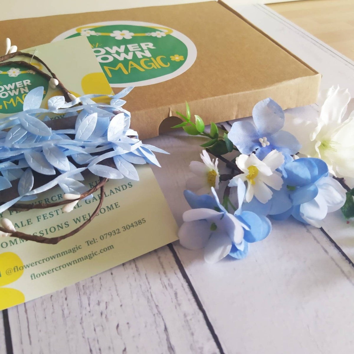 Children’s DIY Flower Crown Making kit & Video Guide, Child’s DIY Floral Garland, Dusty Blue, Flower headband DIY craft pack