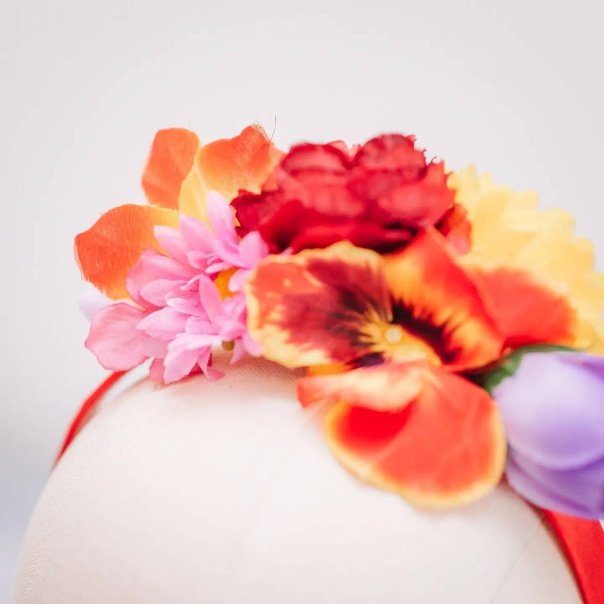 Brightly coloured flower crown headband