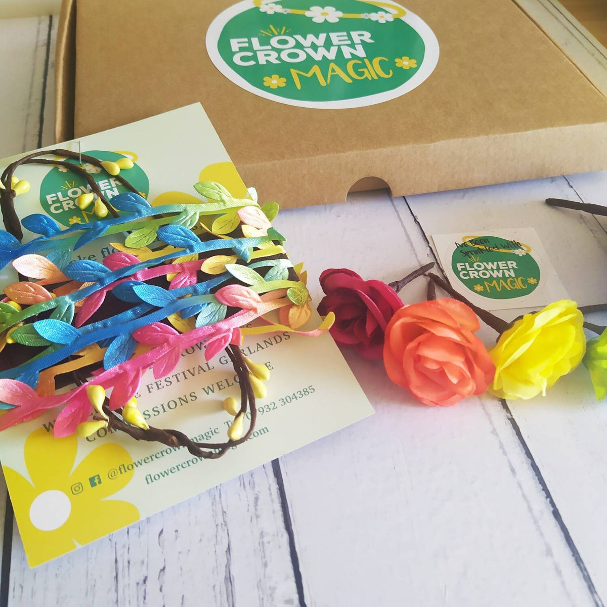 Children's DIY Flower Crown Making Kit & Video Guide, Child's DIY Floral Garland, Rainbow Razzmatazz Flower Headband kit