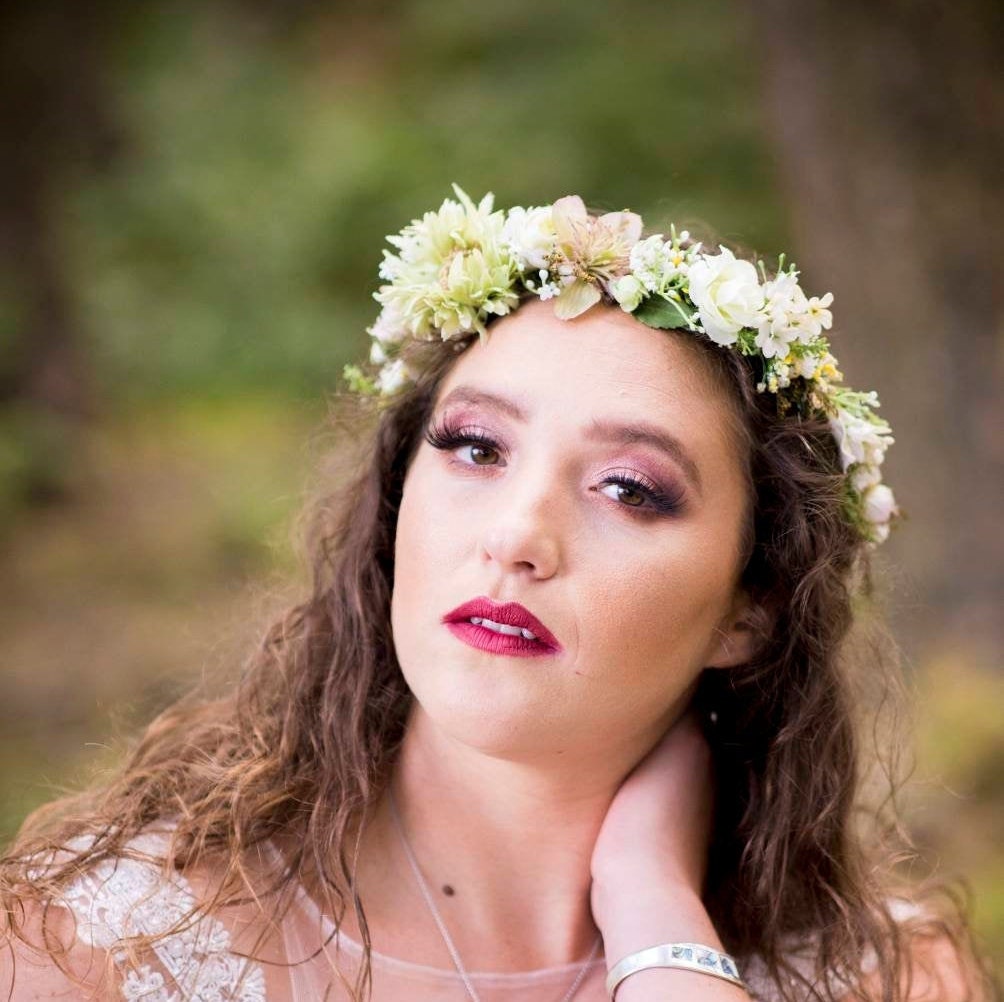 Wedding flower crown, natural looking, neutral tones full  bridal flower crown