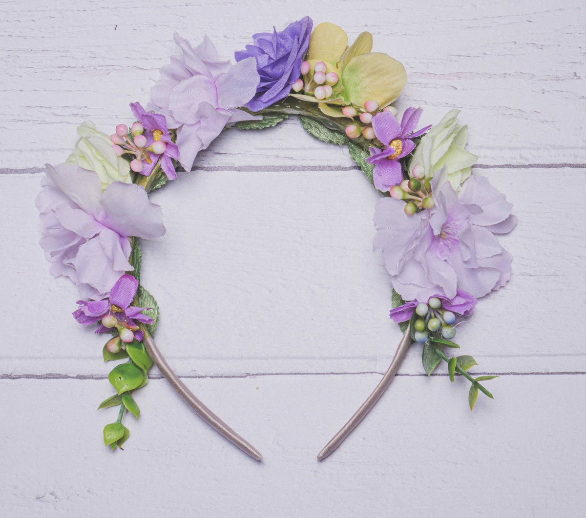 Millie Child's Flower Headband, featuring artificial roses and blossom with pip berries, flower-girl headband