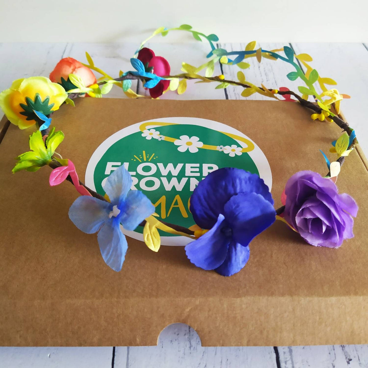 Children's DIY Flower Crown Making Kit & Video Guide, Child's DIY Floral Garland, Rainbow Razzmatazz Flower Headband kit