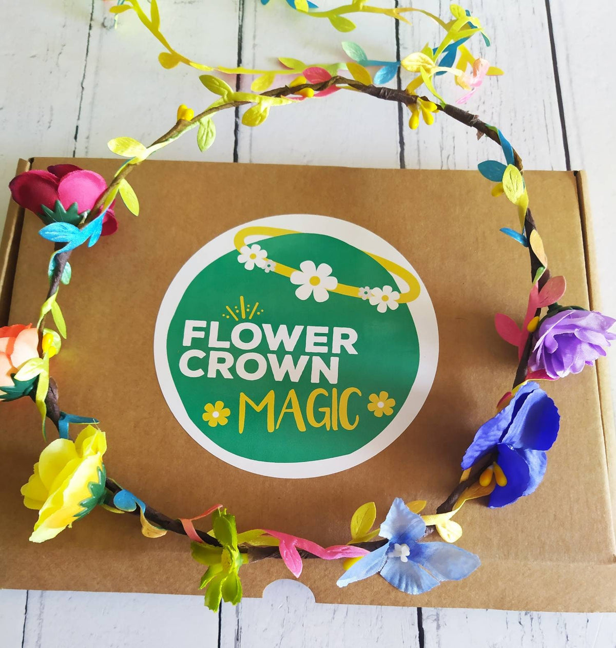 Children's DIY Flower Crown Making Kit & Video Guide, Child's DIY Floral Garland, Rainbow Razzmatazz Flower Headband kit
