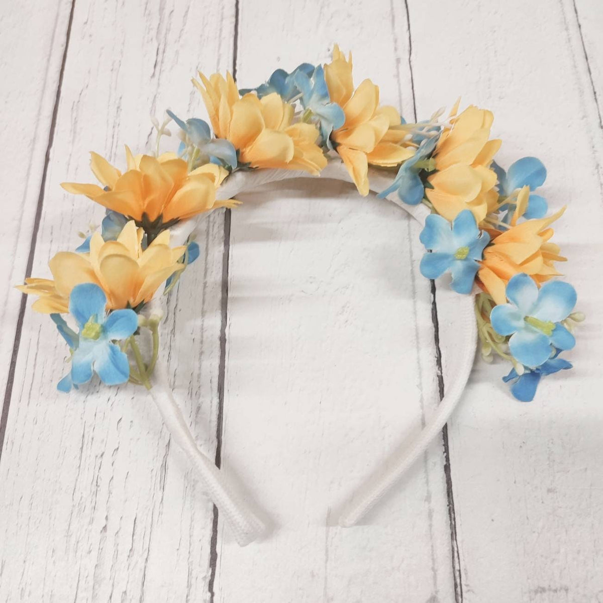 Flower Headband. Yellow and Blue summer floral crown
