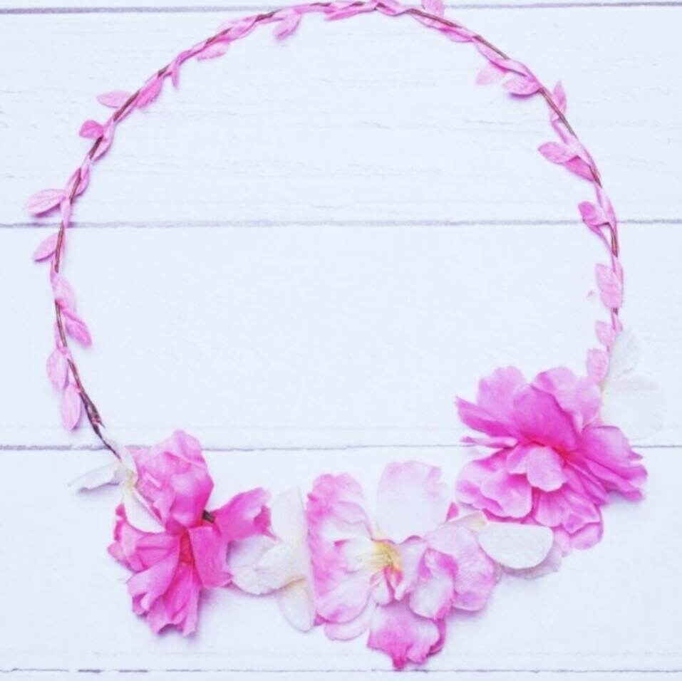 Pink & white adjustable Flower Crown, delicate artificial flower garland, Perfect for festivals, parties and bridal showers