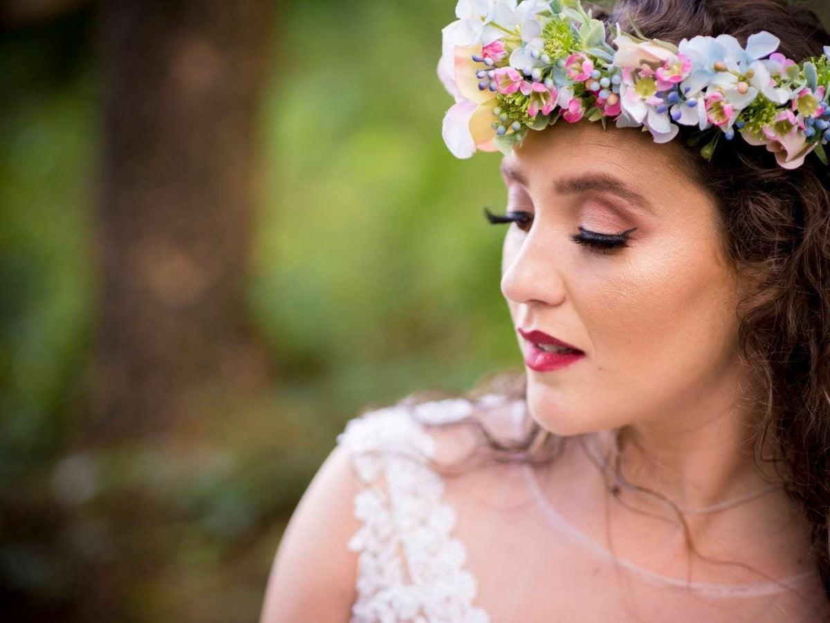Flower crown, pastel coloured, delicate, bridal flowercrown