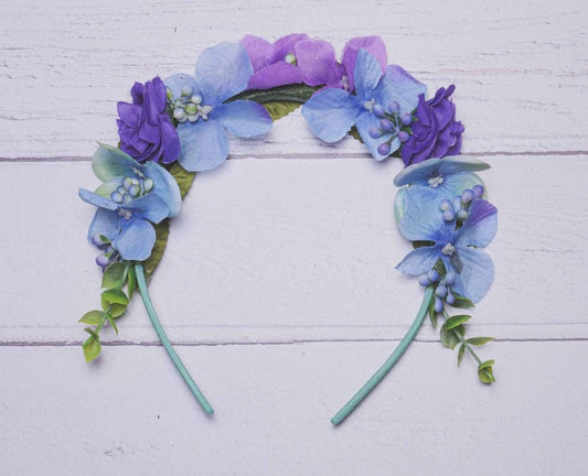 Purple and Blue Flower Headband, Child's Floral Headband, Ellen Design
