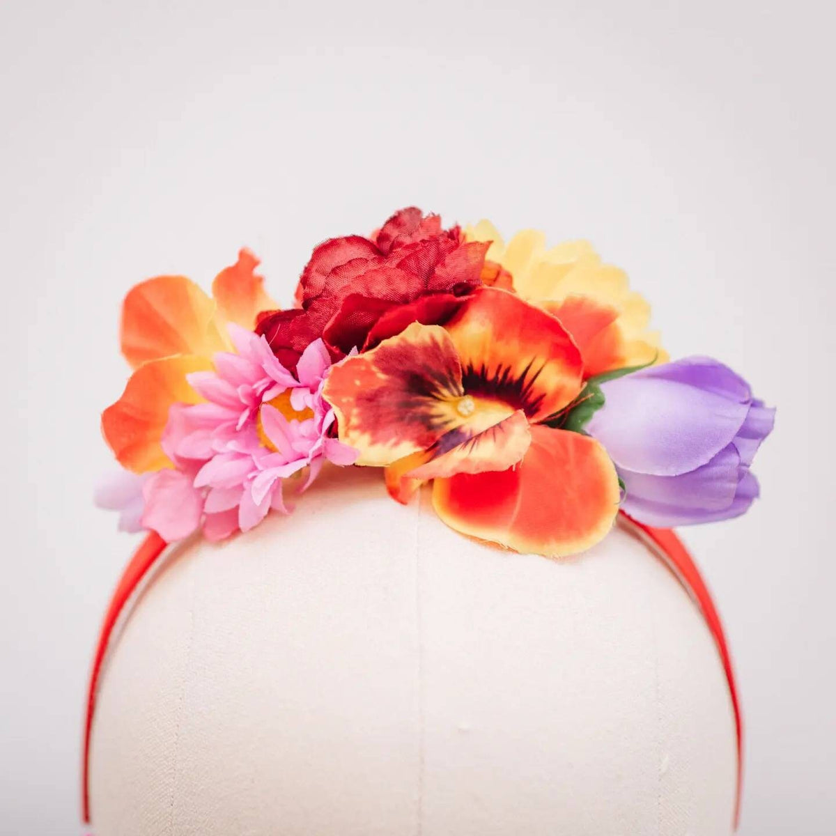 Brightly coloured flower crown headband