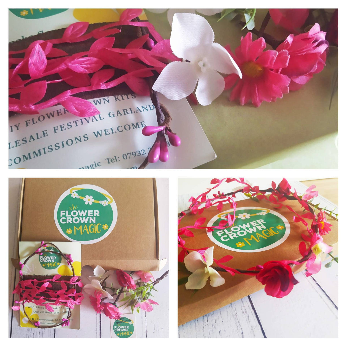 Children’s DIY Flower Crown Making kit & Video Guide, in choice of 10 colours