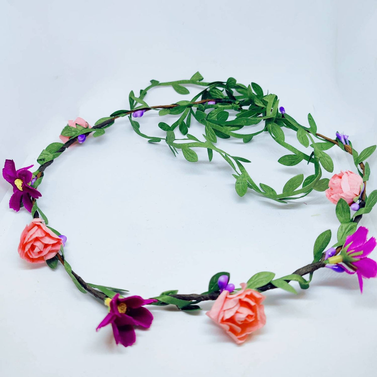 Purple and Pink Daisy, Rose Hair Garland