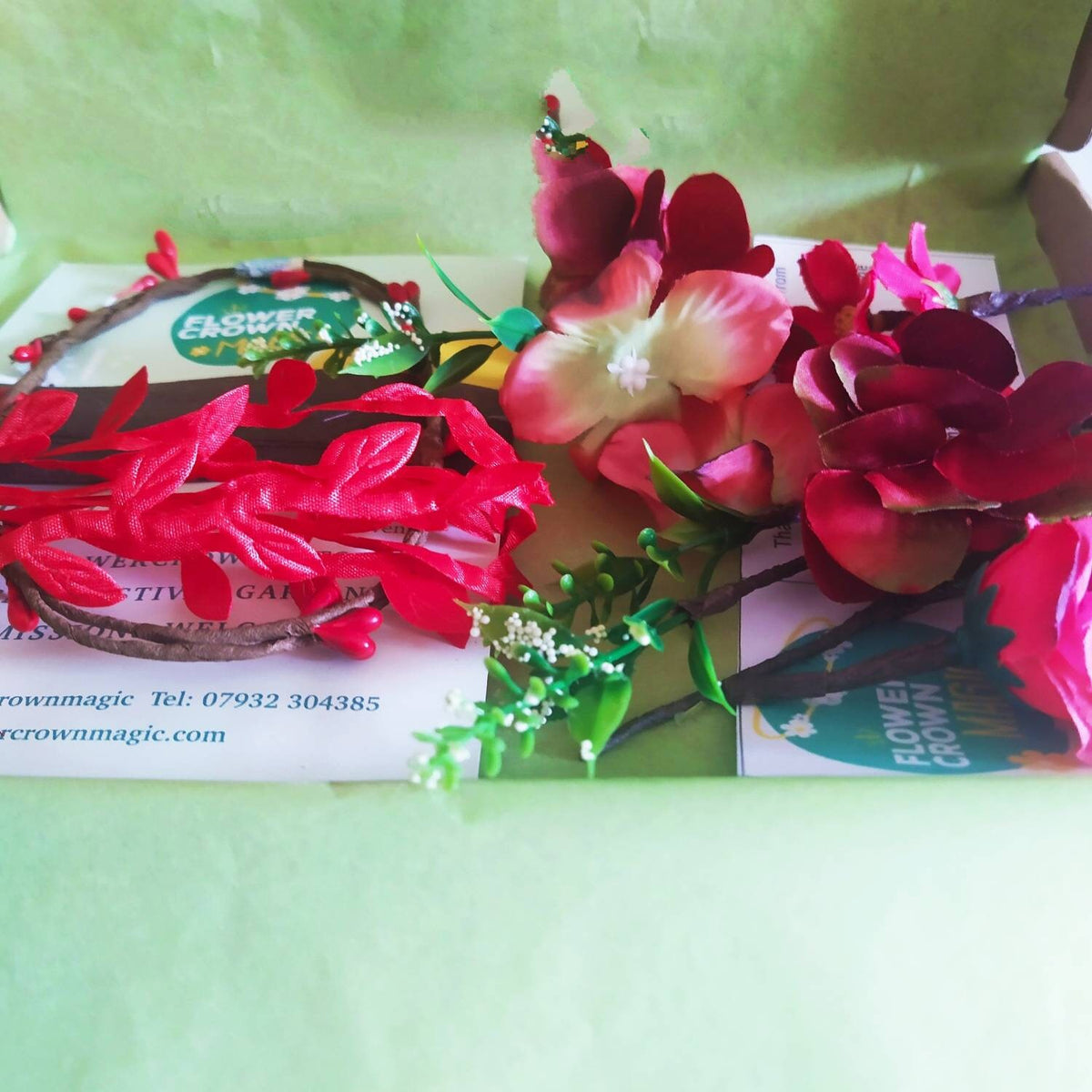 Children's DIY Flower Crown Making Kit & Video Guide, DIY Floral Garland, Rocking Red Flower Headband Kit,