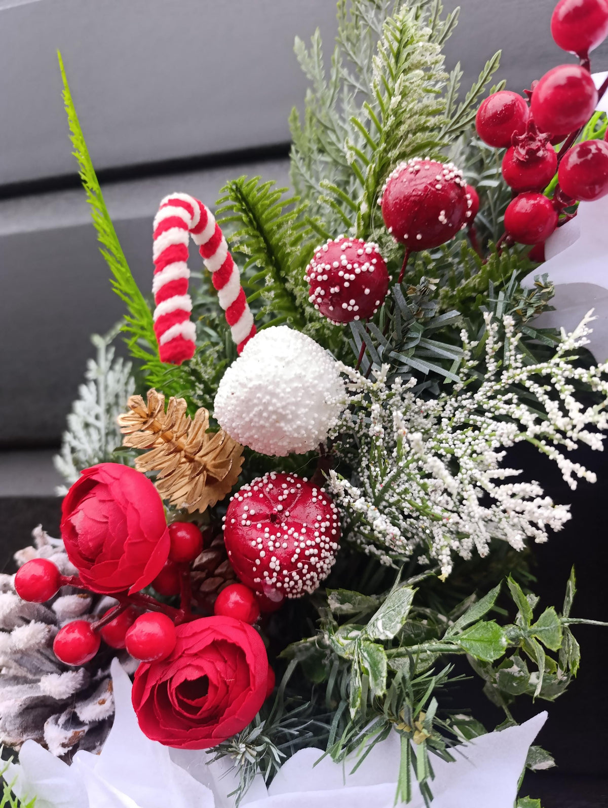 Handmade Christmas Wreath – Traditional with Candy Cane Accents