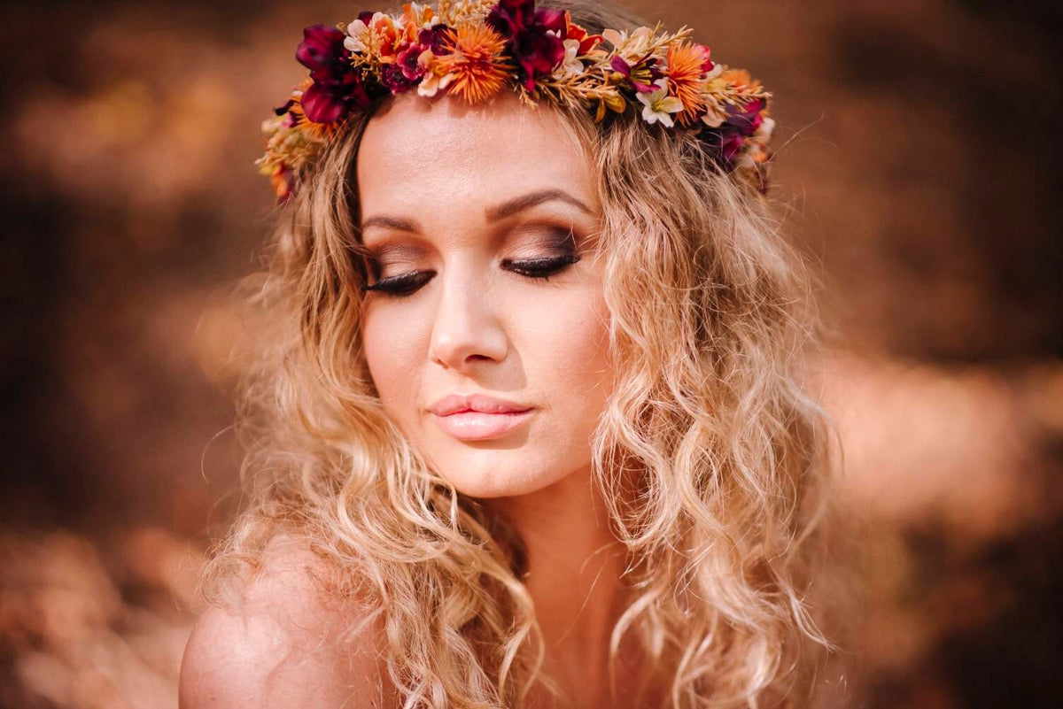 Autumn Flower crown, whimsical wedding headpiece. Aerin design