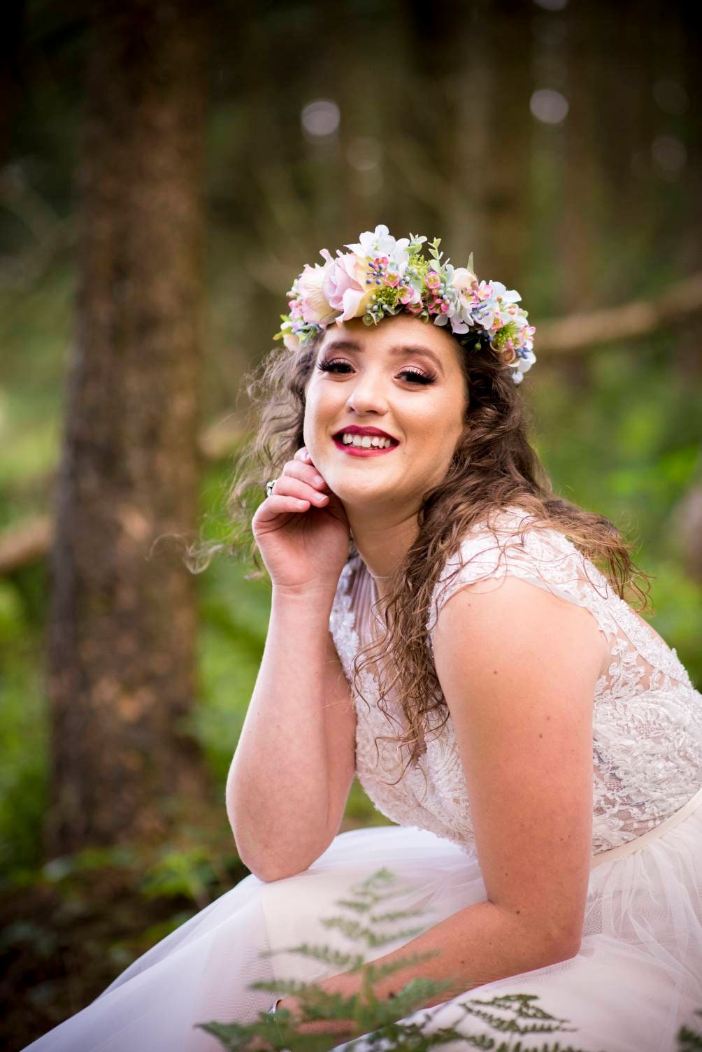 Flower crown, pastel coloured, delicate, bridal flowercrown
