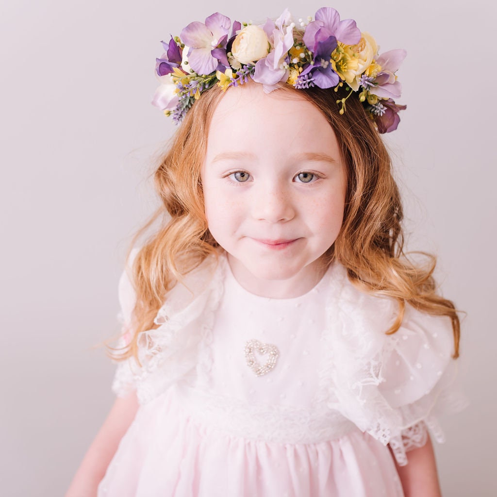 Children's Flowercrown - Purple and Yellow - Whimsical Vintage Style