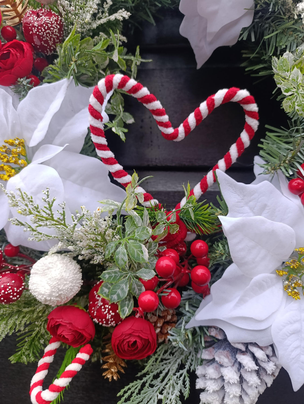 Handmade Christmas Wreath – Traditional with Candy Cane Accents