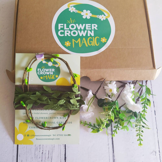 Children’s DIY Flower Crown Making kit & Video Guide, Child’s DIY Floral Garland, Forest Green Dream, Flower headband DIY craft pack