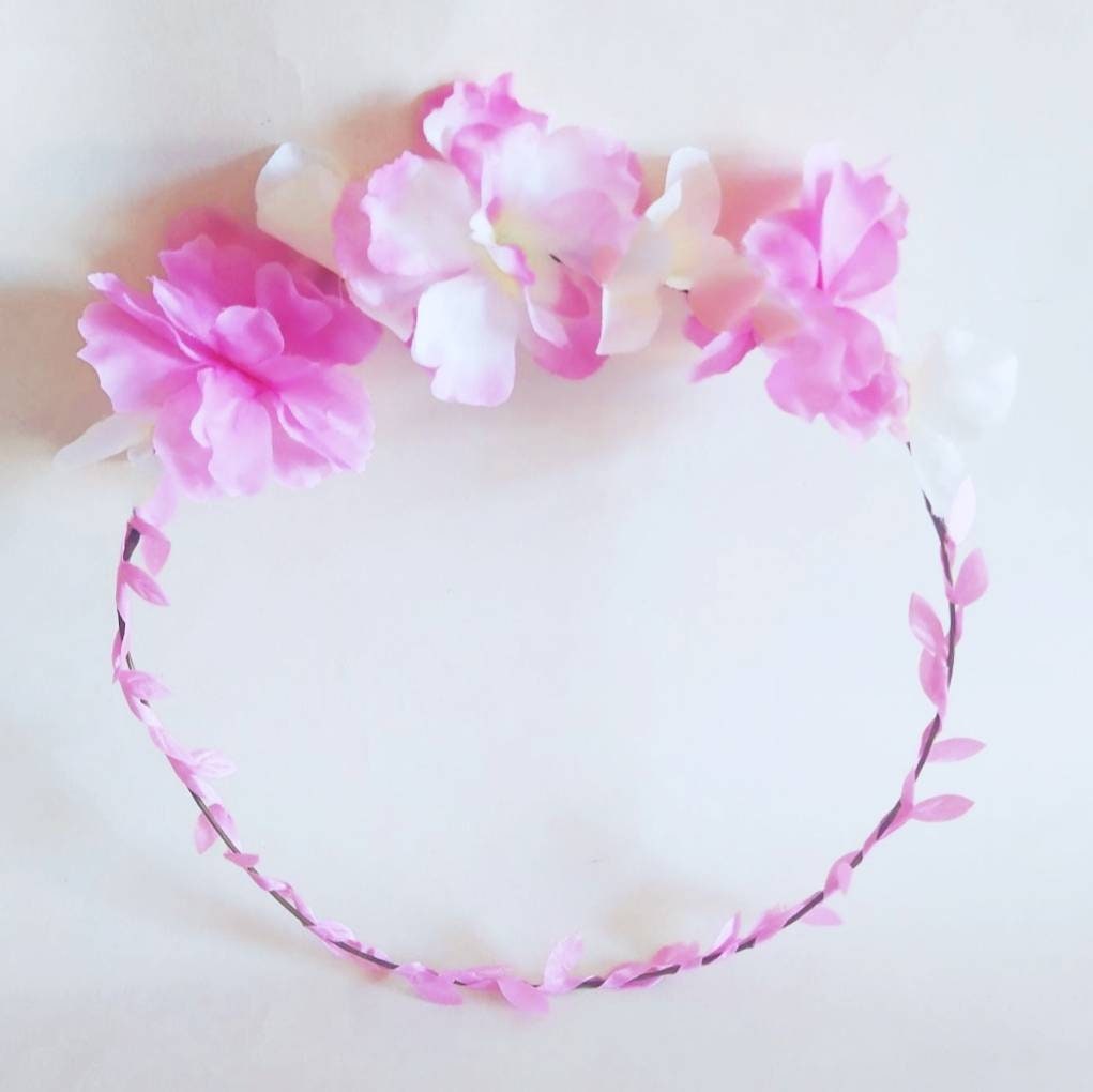 Pink & white adjustable Flower Crown, delicate artificial flower garland, Perfect for festivals, parties and bridal showers